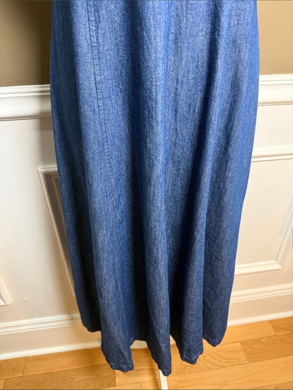 Old Navy Chambray Denim Fit & Flare Midi Dress Small Smocked Back Cotton - Picture 6 of 12
